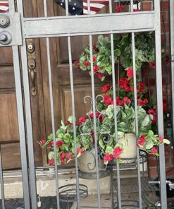 Nearly Natural 6609-RD 24in. Geranium Hanging Basket Silk Plant,Red,10.25" x 10.25" x 17.5" Red 32 81IwJ8zReL