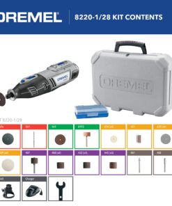 Dremel 8220-1/28 12-Volt Max Cordless Rotary Tool Kit- Engraver, Sander, and Polisher- Perfect for Cutting, Wood Carving, Engraving, Polishing, and Detail Sanding- 1 Attachment & 28 Accessories 29 Piece Kit 23 81IwbDf NaL