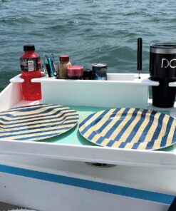 Alternative view of Docktail Bar Utility Boat Table - Includes Rod Holder Mount | Boat Caddy Organizer, Portable Boat Table and Boat Bar, Marine Tables for Boats with Cup Holders, Boat Storage Accessories A - White