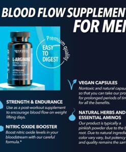 Extra Strength L Arginine - 1200mg Nitric Oxide Supplement for Muscle Growth, Vascularity & Energy - Powerful NO Booster with L-Citrulline & Essential Amino Acids to Train Longer & Harder 60 Count (Pack of 1) 19 81IyyweeIL