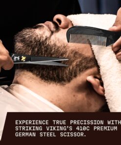 5" Professional German Beard and Mustache Scissors - Moustache Grooming Kit for Trimming Facial Hair with Beard Scissors, Beard Comb,Mustache Comb, and Carry Case by Striking Viking 18 81IyzTIiP9L