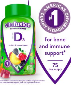 Alternative view of Vitafusion Vitamin D3 Gummy Vitamins for Bone and Immune System Support, Peach, Blackberry and Strawberry Flavored, 50 mcg Vitamin D, 75 Day Supply, 150 Count 150 Count (Pack of 1)