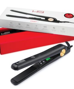HSI PROFESSIONAL CERAMIC TOURMALINE IONIC DIGITAL FLAT IRON HAIR STRAIGHTENER INCLUDES GLOVE + POUCH AND travel size Argan Oil Leave In Hair Treatment. WORLDWIDE DUAL VOLTAGE 110v-220v (Black) Black 27 81J0v prw7L