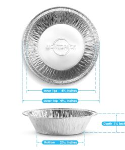 MontoPack Disposable 5 Inch Round Aluminum Foil Pie/Tart Pan, 50 Pack, Oven Safe, Stack & Store, Freeze & Reheat 5 Inch Pie/Tart Pans (50 Pack) 23 81J30SuhDKL