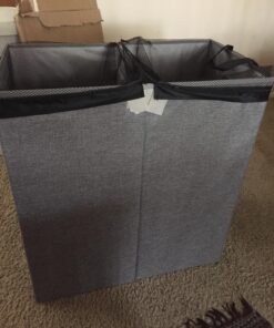 Household Essentials 5614 Double Hamper Laundry Sorter with Magnetic Lid, Brown Coffee Linen 39 81J4Zm3BIaL