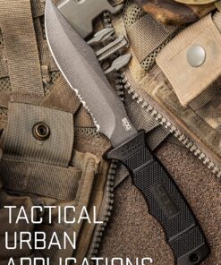 SOG Fixed Blade Knives with Sheath - SEAL Pup Tactical Knife, Survival Knife and Hunting Knife w/ 4.75 Inch Blade and Knife Sheath SEAL Pup - Nylon Sheath 44 81J6 ZFL nL