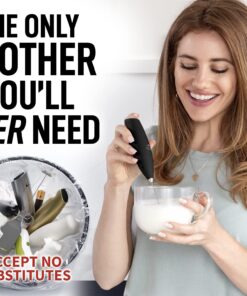 Zulay Kitchen Powerful Milk Frother Handheld Foam Maker for Lattes - Whisk Drink Mixer for Coffee, Mini Foamer for Cappuccino, Frappe, Matcha, Hot Chocolate by Milk Boss (Black) Midnight Black 27 81J6ppMBHtL