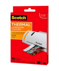 Scotch Thermal Laminating Pouches, 5 Mil Thick for Extra Protection, 4.3 Inches x 6.3 Inches, 100 Pouches (TP5900-100) 16 81JCj6ONb8L