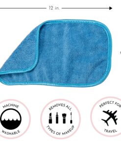 S&T INC. Always Off Reusable Makeup Remover cloths, 6” X 12”, Solid and Print, 3 Pack 3 Count (Pack of 1) 27 81JFN74hylL