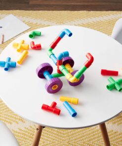Skoolzy STEM Learning Pipe Tube 29 Piece Toys_and_Games Set, Educational Construction Building Blocks for ADHD & Autism for Baby, Kid Includes Wheels Pipes Joints and eBook 31 81JImsNXlEL