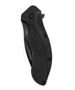 Kershaw Clash Black Serrated Pocketknife, 3" 8Cr13MoV Steel Drop Point Blade, Assisted One-Handed Flipper Opening, Folding Utility EDC 34 81JMgfqX1rL
