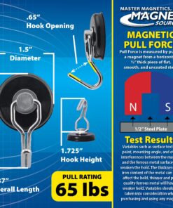 Master Magnetics 7580 Magnetic Hook Organizer Rotating Swing Hook 65 Pound Pull Force 1.47Diameter 0.54Thick Black 27 81JMs82rIFL