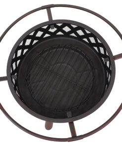 Sunnydaze Bronze Crossweave Wood-Burning Fire Pit - Includes Spark Screen, Fireplace Poker, and Round Cover - 30-Inch 30 in 20 81JNo4aAEVS