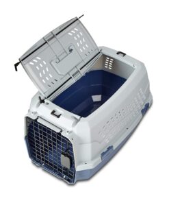 Amazon Basics - 2-Door Top-Load Hard-Sided Dogs, Cats Pet Travel Carrier, Gray & Blue, 22.8"L x 15.0"W x 13.0"H Two-Door Top-Load 56 81JOkHhnMHL