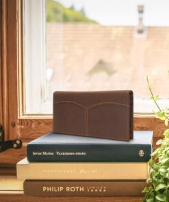 Compalo RFID Blocking Vintage Full Grain Leather Long Bifold Wallet for Men ID Cash Card Wallet Checkbook Credit Cards Holder Vintage Brown 22 81JQ MIBRmL