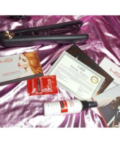 HSI PROFESSIONAL CERAMIC TOURMALINE IONIC DIGITAL FLAT IRON HAIR STRAIGHTENER INCLUDES GLOVE + POUCH AND travel size Argan Oil Leave In Hair Treatment. WORLDWIDE DUAL VOLTAGE 110v-220v (Black) Black 51 81JSmhaakVL