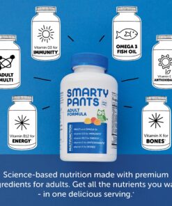 SmartyPants Multivitamin for Men, Organic Gummies: Probiotics, CoQ10, Methylfolate, Omega 3 (ALA), Vitamin D3, C, Vitamin B12, B6, Vitamin A, K & Zinc for Immune Support, 120 Gummies (30 Day Supply) Adult Formula 29 81JVPvjp2RL