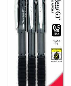 Pentel Twist-Erase GT (0.5mm) Mechanical Pencil, Assorted Barrel Colors, Color May Vary, Pack of 3 (QE205BP3M) 9 81JVnXfr1xL