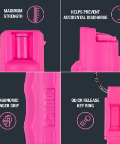 SABRE Pepper Spray, Supports National Breast Cancer Foundation, Maximum Police Strength OC Spray, Quick Release Keychain for Easy Carry and Fast Access, Finger Grip for More Accurate Aim, 25 Bursts Pink (1-Pack) 25 81JZjCCjyxL