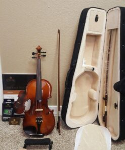 Cecilio CVN-300 Solidwood Ebony Fitted Violin with D'Addario Prelude Strings, Size 1/2 35 81Ja2frROlL