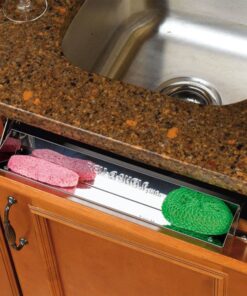 Rev-A-Shelf 31" Slim Tip-Out Sink Tray for Kitchen and Bathroom Base Cabinets, Large Pull Out Stainless Steel Storage Organizer, Silver, 6541-31-52 31 in. 12 81JdPwHamVL