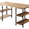 HOMELEGANCE Factory Metal Frame Writing Desk, Rustic Brown 16 81Jfl8w0BlL