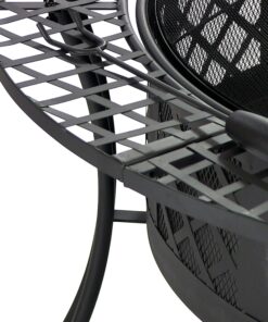Sunnydaze 40-Inch Round Steel Fire Pit Table with Durable Spark Screen and Poker - Portable Design - Black - Diamond Weave 20 81JgQ7DJOJL