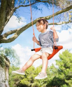 JKsmart Swing Seat for Kids Heavy Duty Rope Play Secure Children Swing Set,Perfect for Indoor,Outdoor,Playground,Home,Tree,with Snap Hooks and Swing Straps,440 lbs Capacity,Orange Orange Swing Seat 19 81JhEJSdEBL