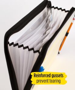 Five Star 7 Pocket Expanding File Organizer, Plastic Expandable File Folders with Customizable Tabs & Clear Cover, Holds 11" x 8-1/2", Zipper Closure, White (72508) 15 81JhGRRASCL