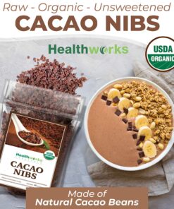 Healthworks Cacao Nibs Raw Organic (16 Ounces / 1 Pound) | Criollo Bean | Unsweetened Chocolate Substitute | Certified Organic | Keto, Vegan & Non-GMO | Antioxidant 20 81Jl3RRg69L 1
