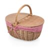 PICNIC TIME - Country Vintage Picnic Basket with Lid - Wicker Picnic Basket for 2, (Red & White Gingham Pattern) Red & White Gingham Pattern