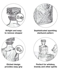 Bormioli Rocco Selecta Collection Whiskey Decanter – Sophisticated 33.75oz Diamond Decanter With Starburst Detailing – For Whiskey, Bourbon, Scotch & Liquor 22 81Jlh8tXlHL