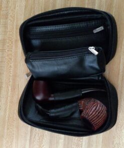 Scotte Luxury Tobacco Smoking Pipe Set,Leather Tobacco Pipe Pouch Wood Pipe Accessories(Redwood Scraper/Stand/Filter Element/Filter Ball/Small Bag/Box) (black) 45 81JlqxCtoQL