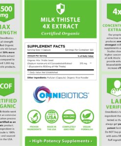 Organic Milk Thistle Capsules, 1500mg 4X Concentrated Extract with Silymarin is The Strongest Milk Thistle Supplement Available. Great for Liver Cleanse! 120 Vegetarian Capsules 20 81JoPEo349L