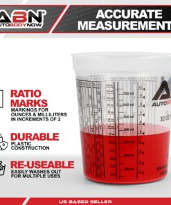 ABN Automotive Paint Mixing Cups - 12 Pack 32oz Plastic Measuring Mixing Cup for Epoxy Resin, Activators, and Thinners 14 81JozYVdB4L
