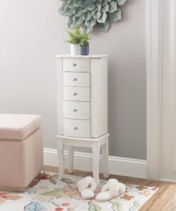 Powell Furniture Jewelry Armoire, White, 13"x 9.375"x 35.5" 23 81JqoJjg5EL