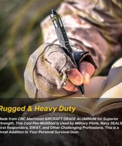TF TAKEFLIGHT Tactical Pen Multitool, Diamond Thread Grip, Strong Rugged Aircraft Grade Aluminum EDC Survival Gear, Pocket Military Style Writing Glass Breaker for Men, Ideal Gift for Dad, Black… 16 81JqqAPtlfL