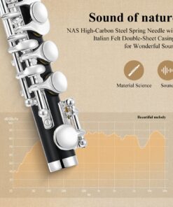 Eastar Piccolo Instrument for Beginners Students, Key of C Piccolo Flute, Resin, with Hard Case, Cleaning Rod, Cloth, Swab and Gloves, 2-Piece, Silver Plated Piccolo, Black, EPC-3S 11 81JuHRfSRhL