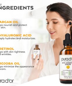 PURA D'OR 20% Vitamin C Serum (4oz BEST VALUE) Lightweight Maximum Strength Formula,Hyaluronic Acid,Retinol,Professional Grade Treatment For Face & Eyes,Dark Spots,Acne,Wrinkles,For Men & Women 25 81JvE9D6hDL 3