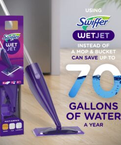 Swiffer WetJet Hardwood and Floor Spray Mop Cleaner Starter Kit, Includes: 1 Power Mop, 10 Pads, Cleaning Solution, Batteries 16 Piece Set Cleaner Kit 27 81Jwsi4lfL