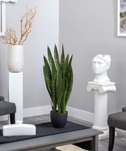 Alternative view of Nearly Natural, Green 4855 35in. Sansevieria with Black Planter