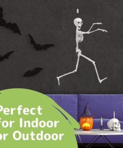 Prextex Skeleton Halloween & Day of The Dead Decoration for Home and Office - 19 Inch Posable Plastic Small Skeleton Toy Halloween Décor with Movable / Bendable Joints and 2 Sets of Body Accessories 19 inches 22 81K TxFmQxL