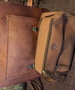 RUSTIC TOWN Buffalo Leather Toiletry Bag : Vintage Travel Shaving & Dopp Kit : for Toiletries, Cosmetics & More : Spacious Interior & Waterproof Lining : Compact, Fits Easily in Luggage Brown 38 81K1mj3qsBL 1