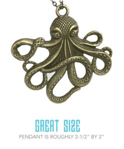 Alternative view of UMBRELLALABORATORY Steampunk Octopus Necklace | Victorian goth Style jewellery, Antique Finish Handmade Pirate costume Accessory gothic emo punk jewelry Bronze
