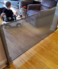 Perma Child Safety Indoor/Outdoor Retractable Baby Gate 33" Tall, Extends to 71" Wide, Gray Gray V1 33" Tall x 71" Wide 48 81K5SdQHxvL