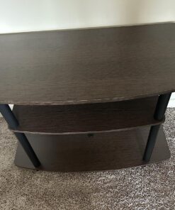 Furinno Turn-N-Tube No Tools 3-Tier Entertainment Center TV Stand for TV up to 32 Inch, Plastic Round Tubes, Dark Brown/Black 32-Inch Plastic Poles 34 81K5sQ FyhL