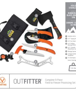 OUTDOOR EDGE Outfitter, 9-Piece Field to Freezer Hunting & Game Processing Knife Set with Caping Knife, Gut-Hook Skinner, Boning/Fillet Knife, Sharpener, Axe, Wood/Bone Saw, Spreader, Gloves 10 81K64G5cnRL