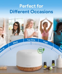 ASAKUKI 500ml Premium, Essential Oil Diffuser with Remote Control, 5 in 1 Ultrasonic Aromatherapy Fragrant Oil Humidifier Vaporizer, Timer and Auto-Off Safety Switch A-yellow 24 81K6T3Psl L