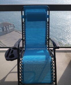 Best Choice Products Set of 2 Adjustable Steel Mesh Zero Gravity Lounge Chair Recliners w/Pillows and Cup Holder Trays, Light Blue 40 81K6UZqKnoL