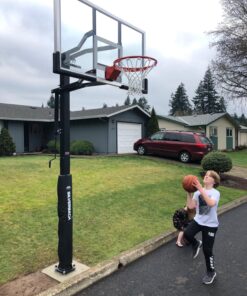 Silverback 54" and 60" In-Ground Basketball Systems with Adjustable-Height Tempered Glass Backboard and Pro-Style Breakaway Rim SB60 Basketball System 49 81KAnunl60L